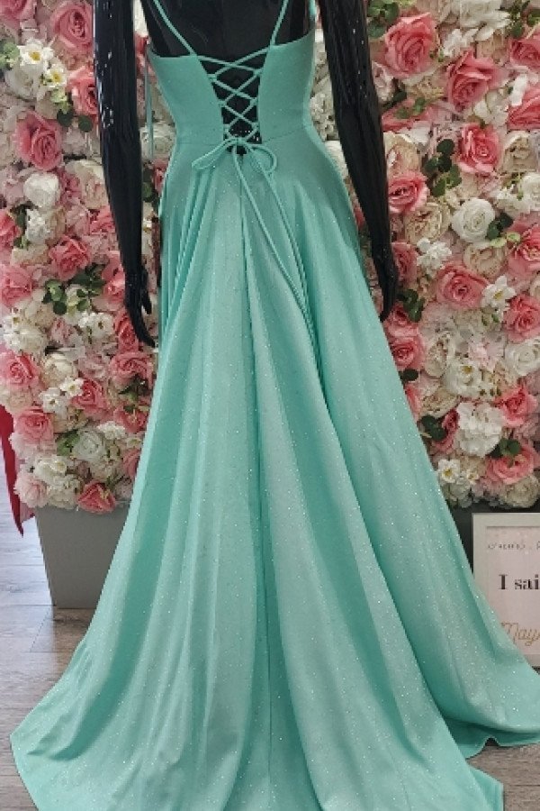 green emerald velvet dress Long Sleeve Light Green Sequin Formal Dress